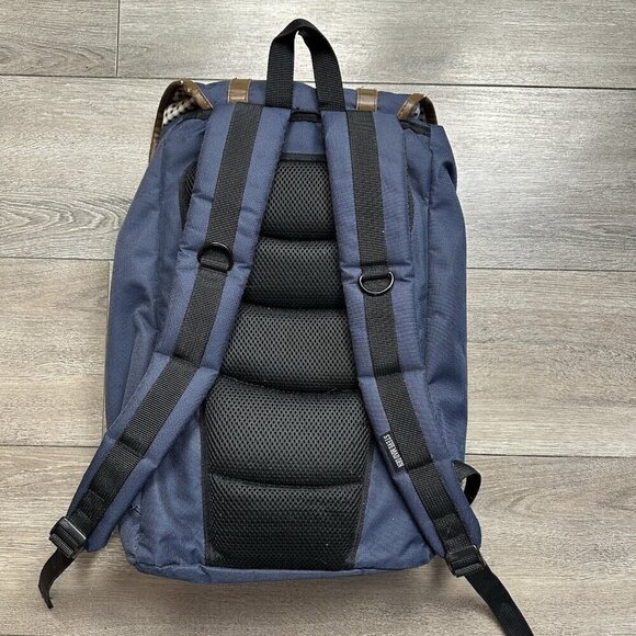 Steve Madden Barnett Avenue Travel Backpack Black Fabric Brown Leather READ - Picture 2 of 9